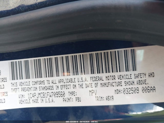 1C4PJMCB1FW709560 Jeep Cherokee Latitude