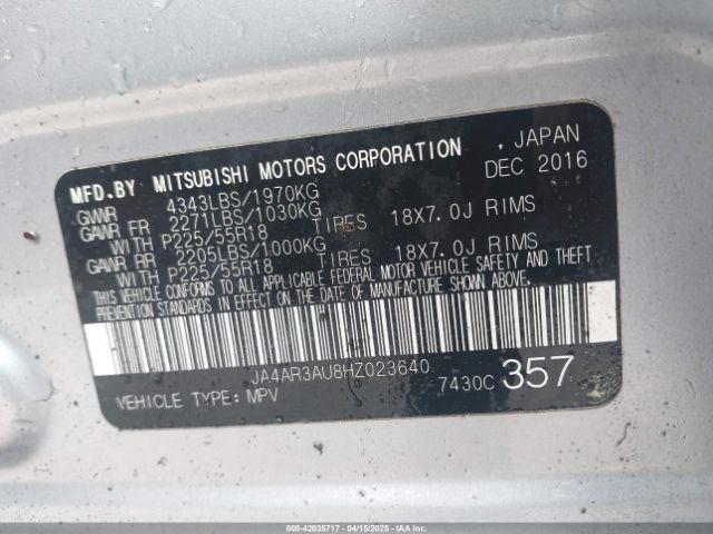 2017 MITSUBISHI OUTLANDER SPORT JA4AR3AU8HZ023640 Photo 8