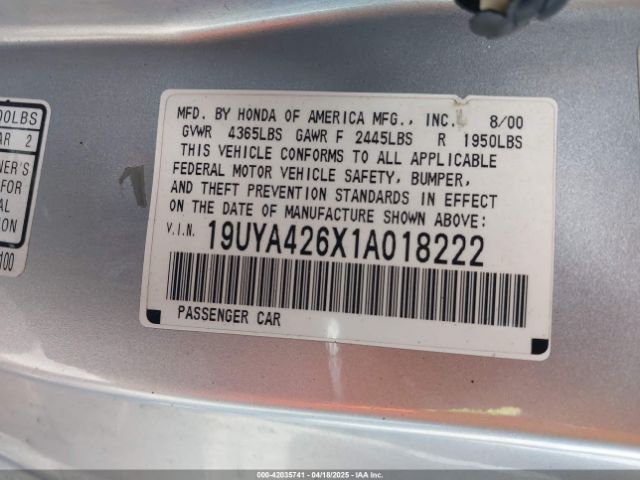 2001 ACURA CL 19UYA426X1A018222 Photo 8