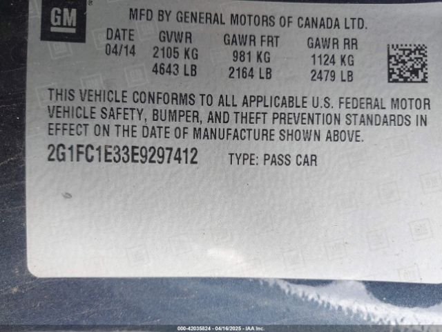 2G1FC1E33E9297412 Chevrolet Camaro 2lt