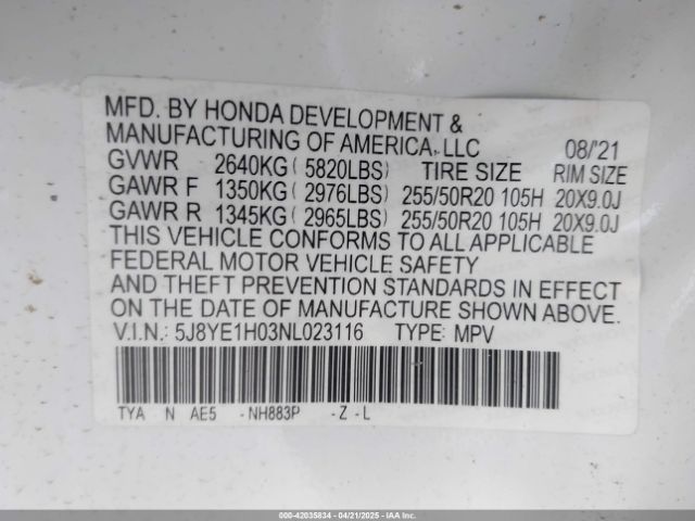 5J8YE1H03NL023116 Acura Mdx A-spec Package