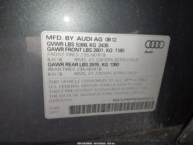2013 AUDI Q5 WA1LFAFP9DA009618 Photo 8