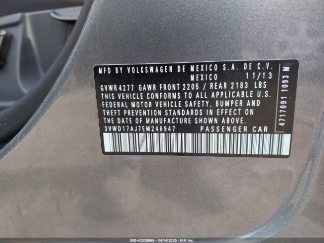 3VWD17AJ7EM246947 Volkswagen Jetta 1.8t Se