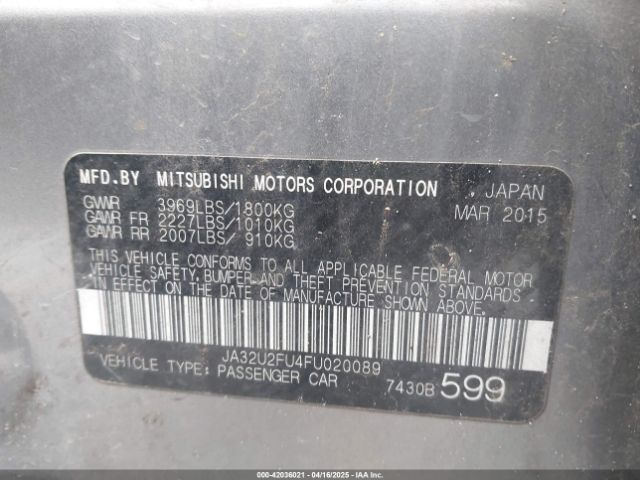 JA32U2FU4FU020089 Mitsubishi LANCER ES
