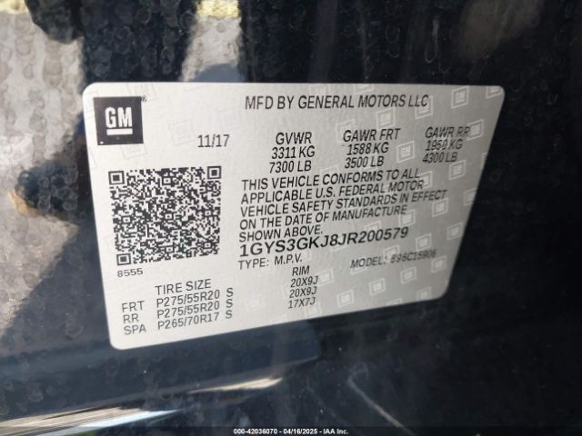 2018 CADILLAC ESCALADE ESV 1GYS3GKJ8JR200579 Photo 8
