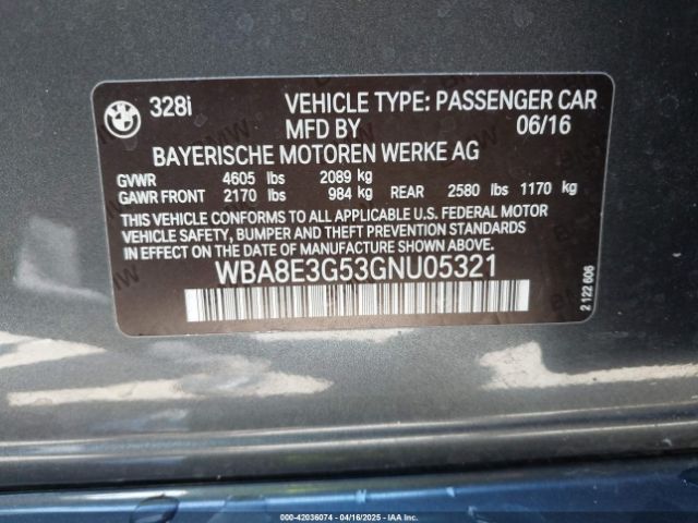 WBA8E3G53GNU05321 BMW 328i Xdrive