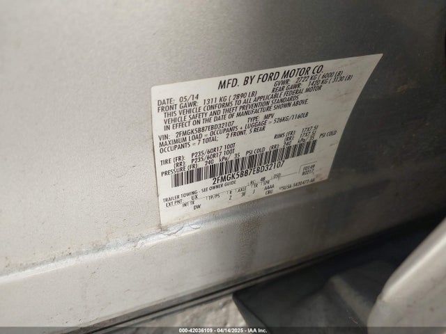 Ford FLEX SE 2014 2FMGK5B87EBD32107 Image 9