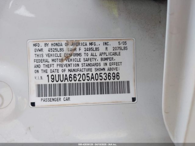 2005 ACURA TL 19UUA66205A053696 Photo 8