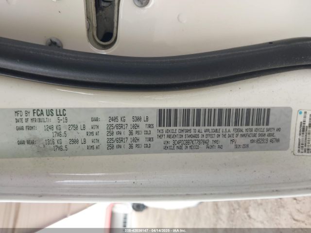 3C4PDCBB7KT797842 Dodge JOURNEY SE
