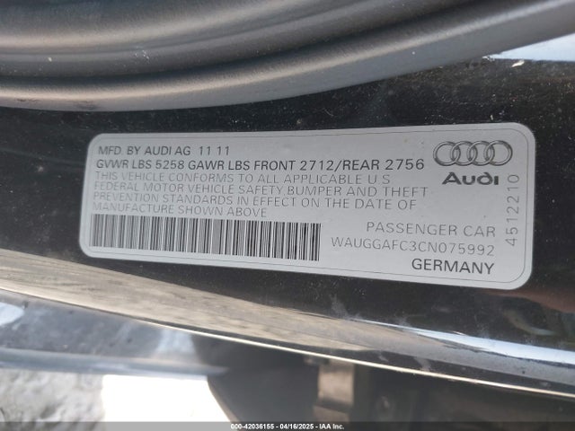 2012 AUDI A6 WAUGGAFC3CN075992 Photo 8