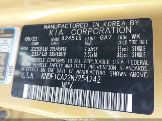 KNDETCA22N7254242 KIA Seltos Sx Turbo