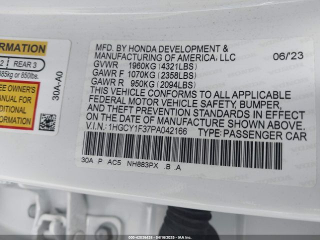 2023 HONDA ACCORD 1HGCY1F37PA042166 Photo 8