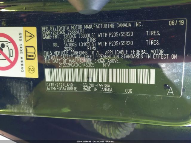 2019 LEXUS RX 350 2T2ZZMCA3KC145305 Photo 8