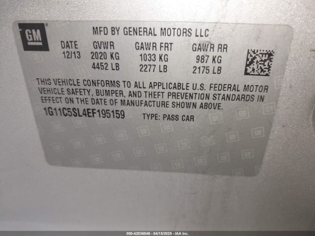 1G11C5SL4EF195159 Chevrolet MALIBU 1LT