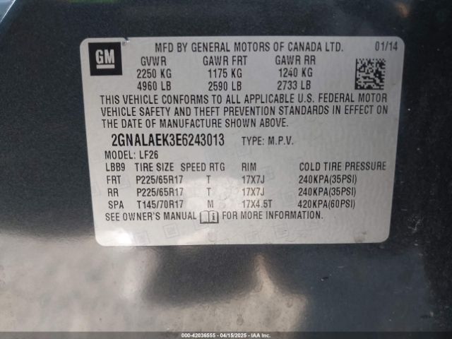 2GNALAEK3E6243013 Chevrolet EQUINOX LS