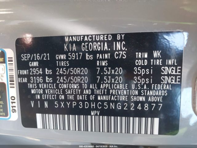 2022 KIA TELLURIDE 5XYP3DHC5NG224877 Photo 8