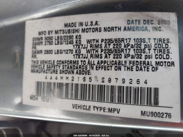 2004 MITSUBISHI ENDEAVOR 4A4MM21S54E079264 Photo 8