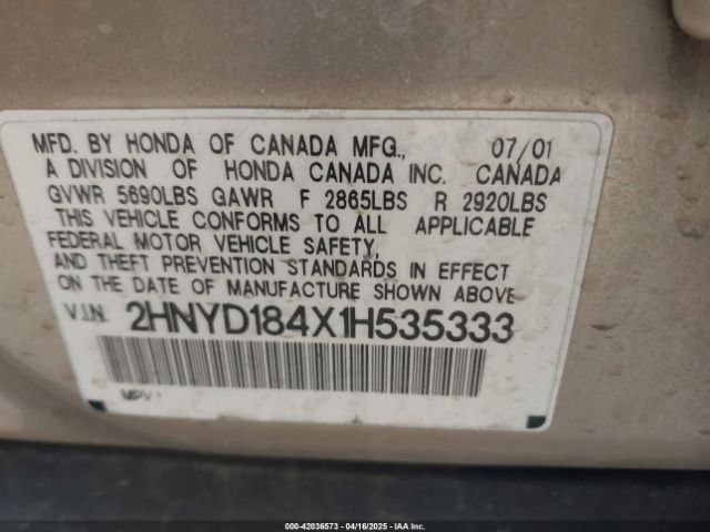 2001 ACURA MDX 2HNYD184X1H535333 Photo 8