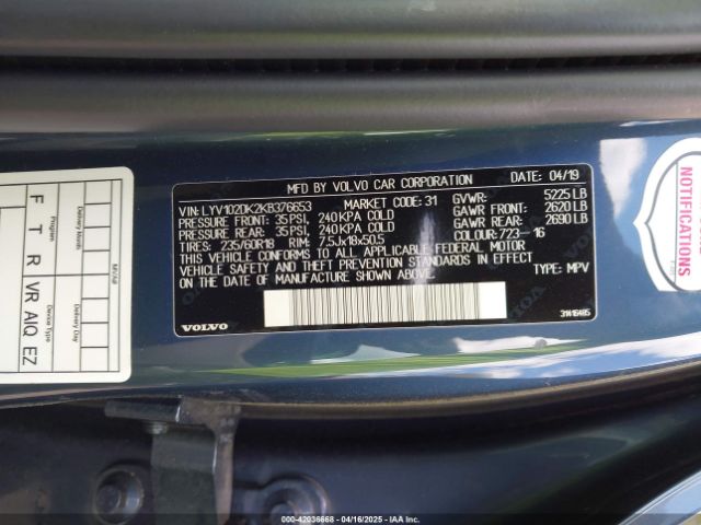 LYV102DK2KB376653 Volvo Xc60 T5 Momentum