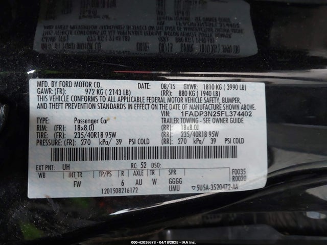 1FADP3N25FL374402 Ford Focus Titanium