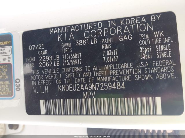 KNDEU2AA9N7259484 KIA SELTOS S