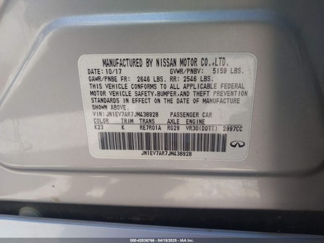 JN1EV7AR7JM438928 Infiniti Q50 3.0t Luxe