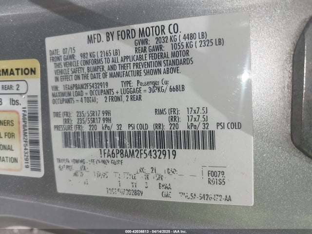 Ford Mustang V6 2015 1FA6P8AM2F5432919 Image 9