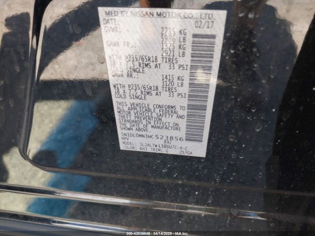 5N1DL0MN3HC523856 Infiniti QX60