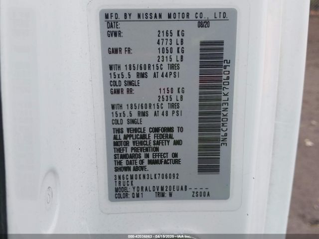 3N6CM0KN3LK706092 Nissan Nv200  Cargo S Xtronic Cvt