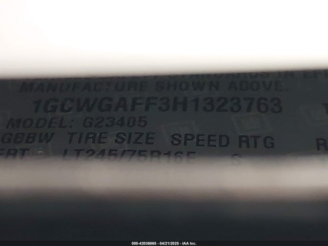 1GCWGAFF3H1323763 Chevrolet l20 - engine flexible fuel, iron