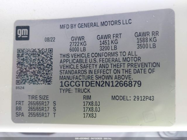 1GCGTDEN2N1266879 Chevrolet Colorado 4wd  Short Box Z71