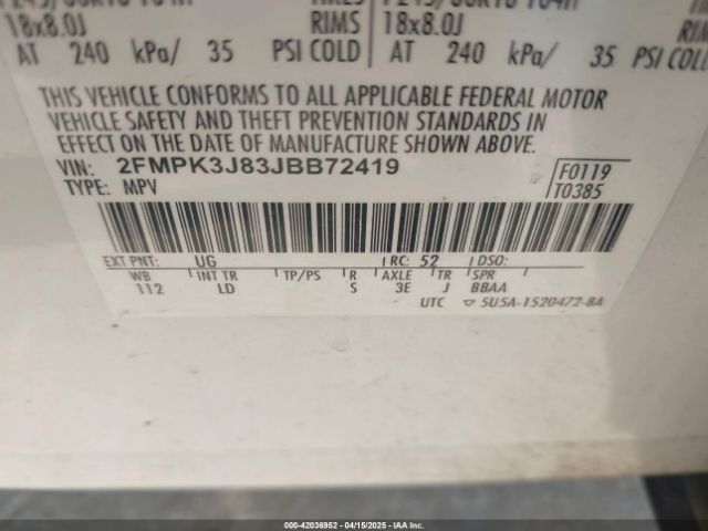 2FMPK3J83JBB72419 Ford EDGE SEL