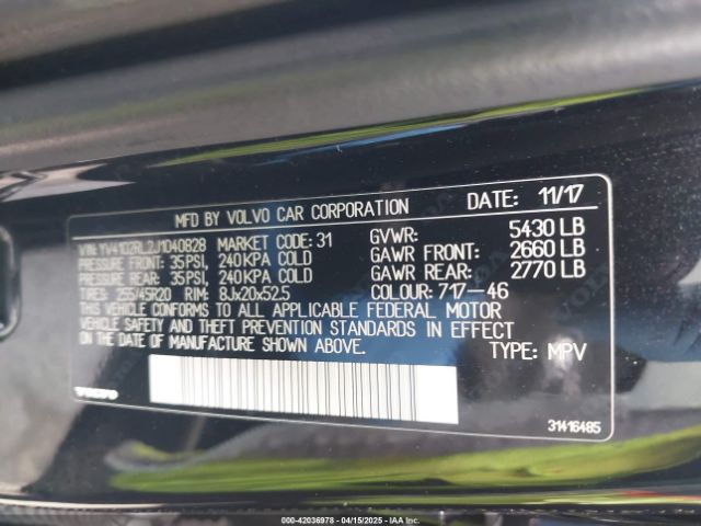 2018 VOLVO XC60 YV4102RL2J1040828 Photo 8