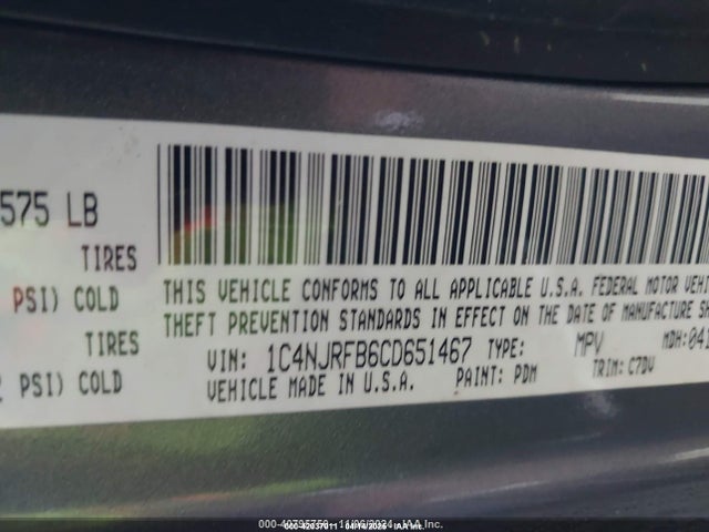 Продаж на аукціоні авто 2012 Jeep Patriot Latitude, vin: 1C4NJRFB6CD651467, номер лоту: 42037011