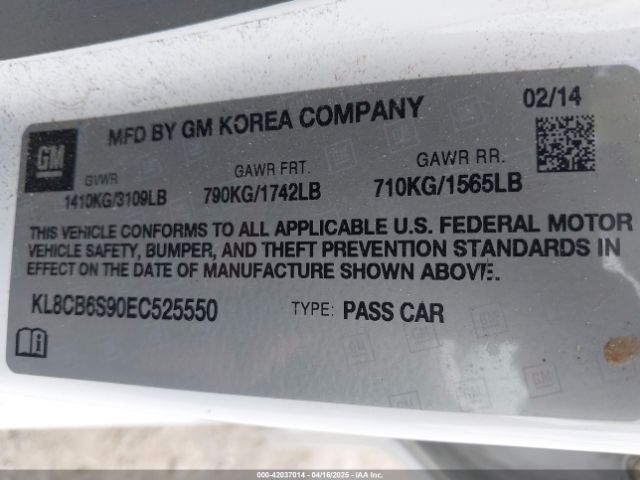 KL8CB6S90EC525550 Chevrolet Spark Ls Auto