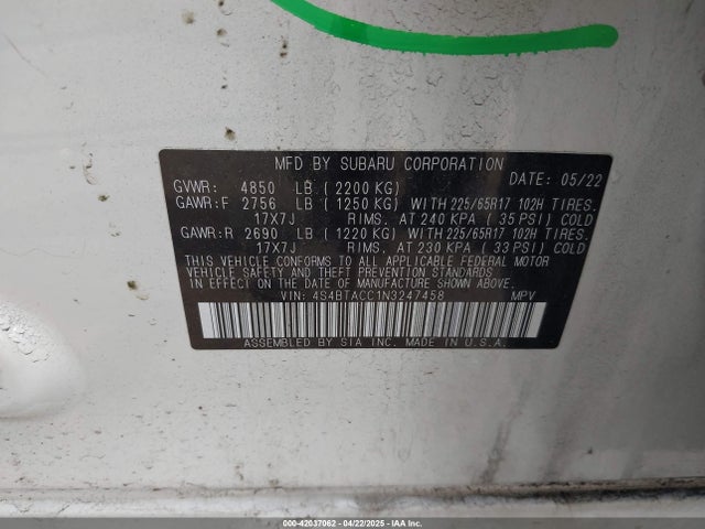 4S4BTACC1N3247458 Subaru na, u5