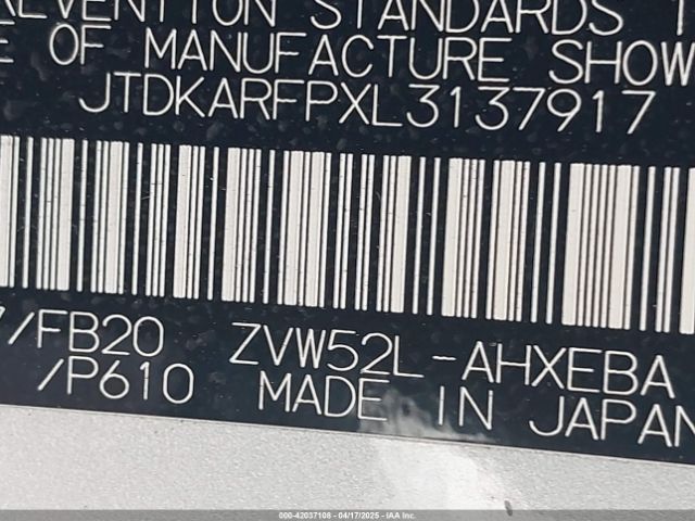 JTDKARFPXL3137917 Toyota Prius Prime Le