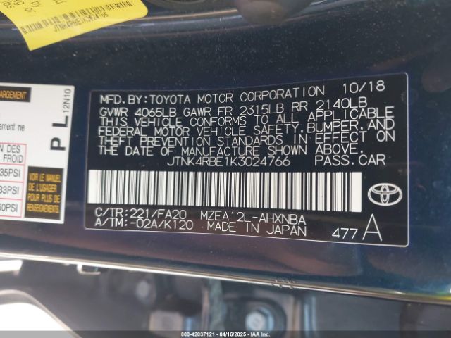JTNK4RBE1K3024766 Toyota COROLLA SE