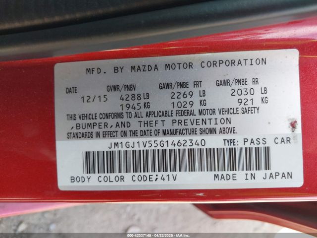 JM1GJ1V55G1462340 Mazda Mazda6 I Touring