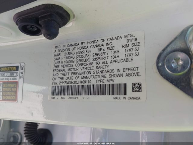 2HKRW5H3XJH408110 Honda k24w9/k24v9