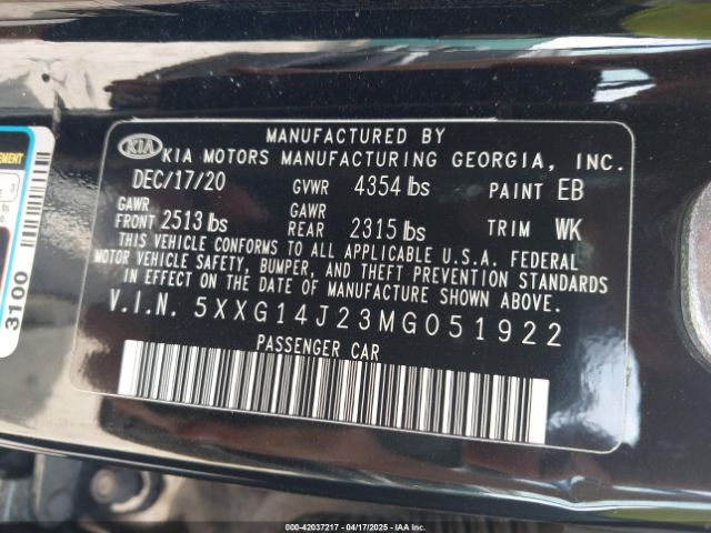 2021 KIA K5 5XXG14J23MG051922 Photo 8