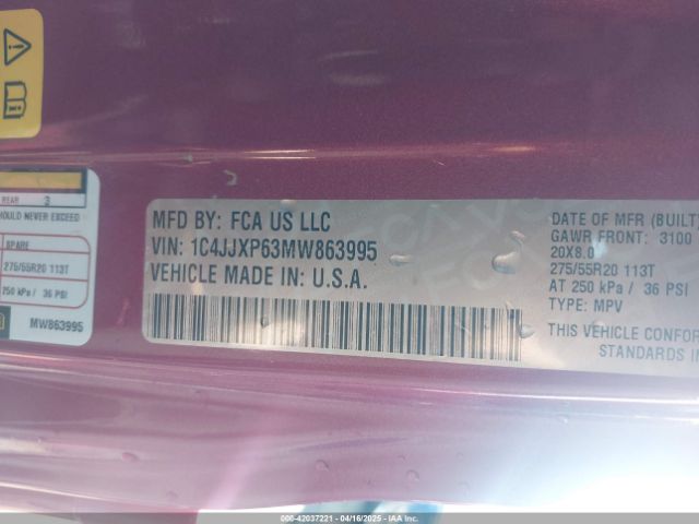 1C4JJXP63MW863995 Jeep Wrangler 4xe Unlimited Sahara 4x4