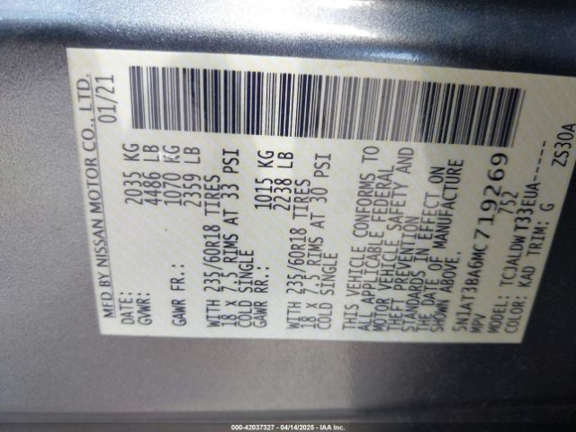 5N1AT3BA6MC719269 Nissan 2021
