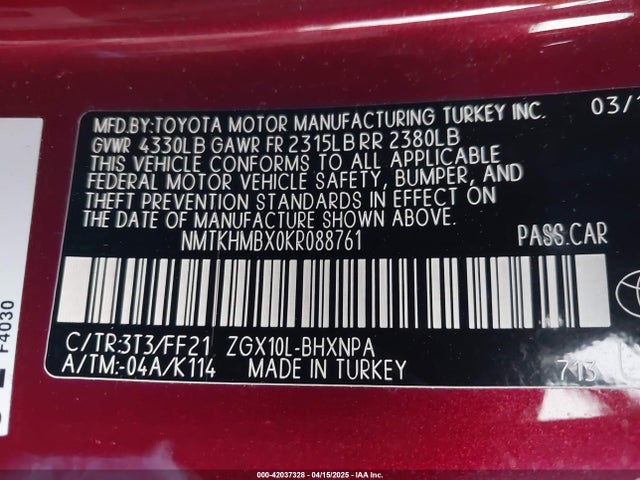 NMTKHMBX0KR088761 Toyota C-HR XLE