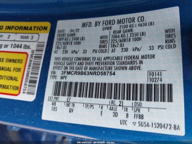 3FMCR9B63NRD58754 Ford Bronco Sport Big Bend