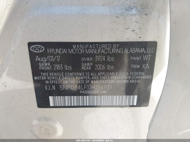 5NPD84LF1JH256931 Hyundai Elantra Value Edition