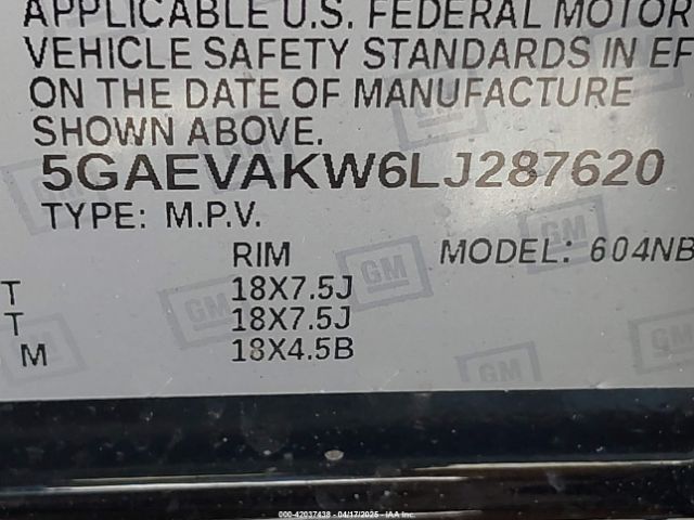 5GAEVAKW6LJ287620 Buick Enclave Awd Essence