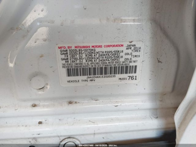JA4JZ4AX1EZ020235 Mitsubishi OUTLANDER GT