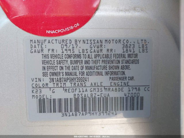3N1AB7AP9HY399241 Nissan 2017