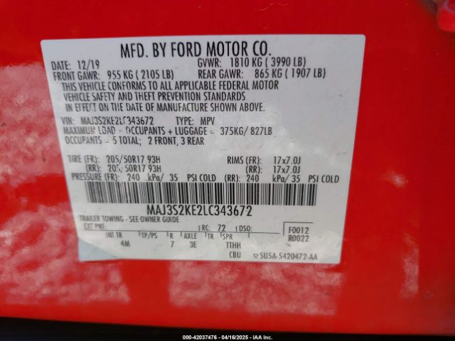 MAJ3S2KE2LC343672 Ford Ecosport Titanium